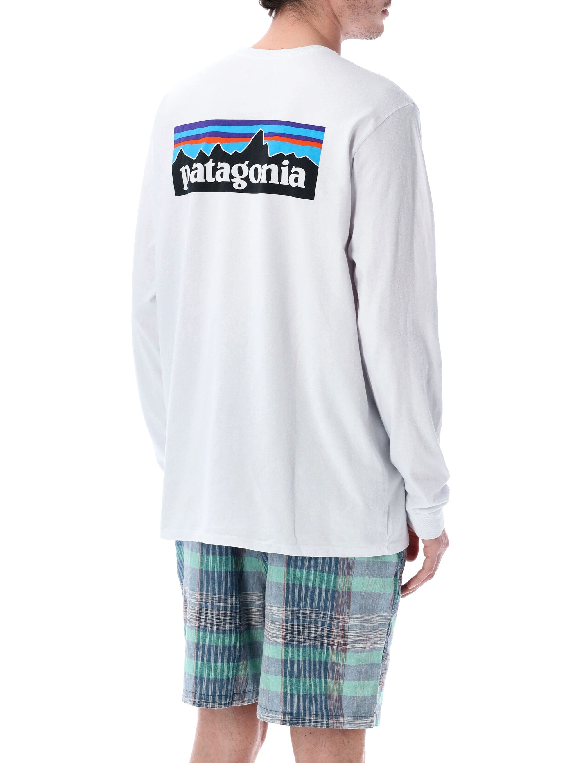 Patagonia P-6 logo long-sleeve t-shirt White Recycled Cotton Tshirt