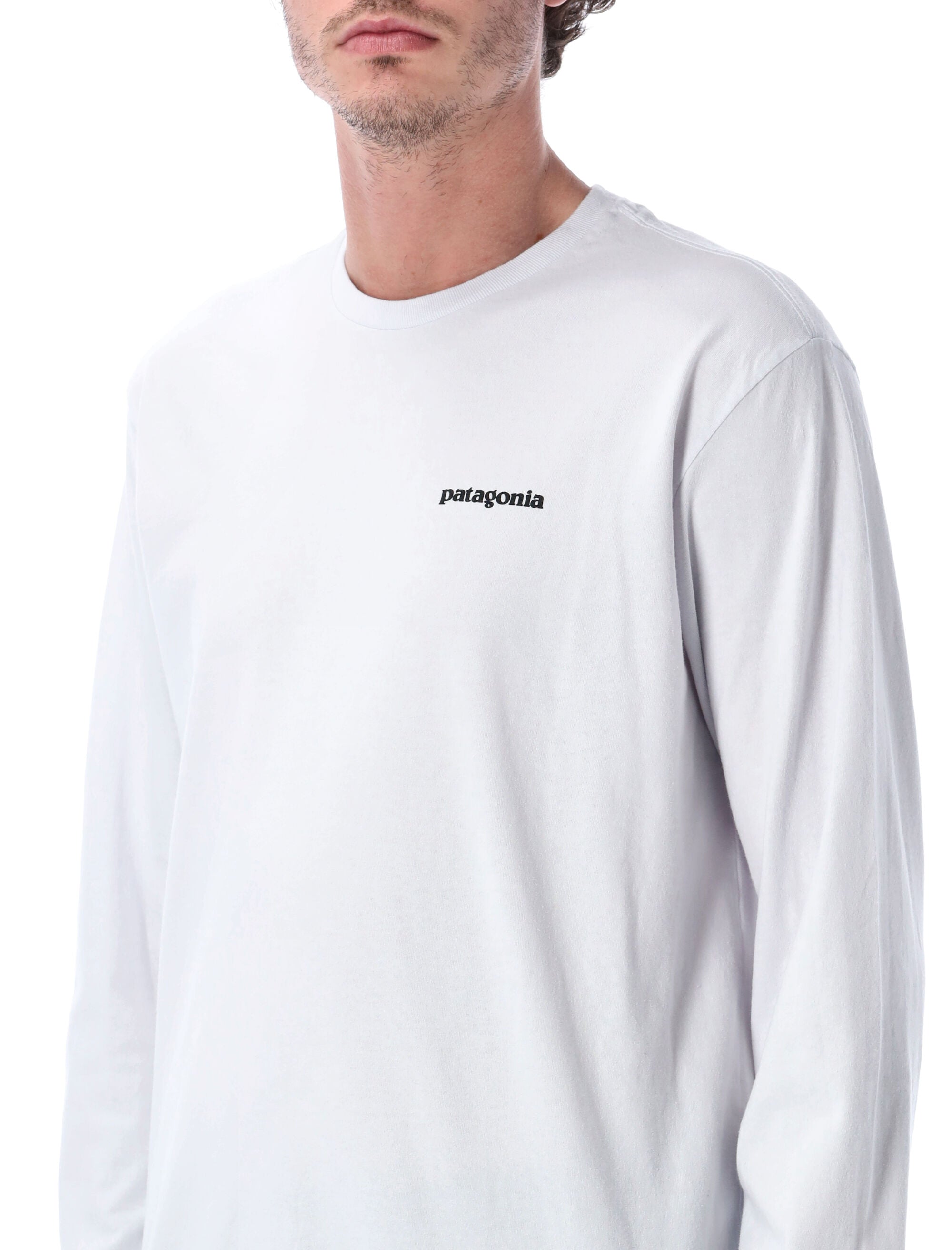 Patagonia P-6 logo long-sleeve t-shirt White Recycled Cotton Tshirt