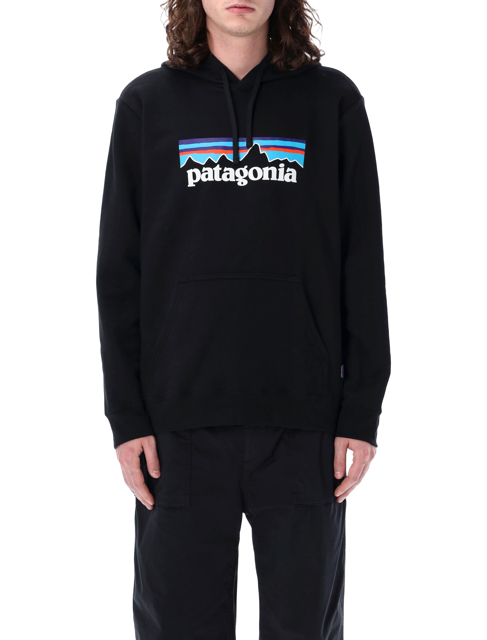 Patagonia P-6 Logo Uprisal hoodie Black Recycled Polyester Sweatshirt