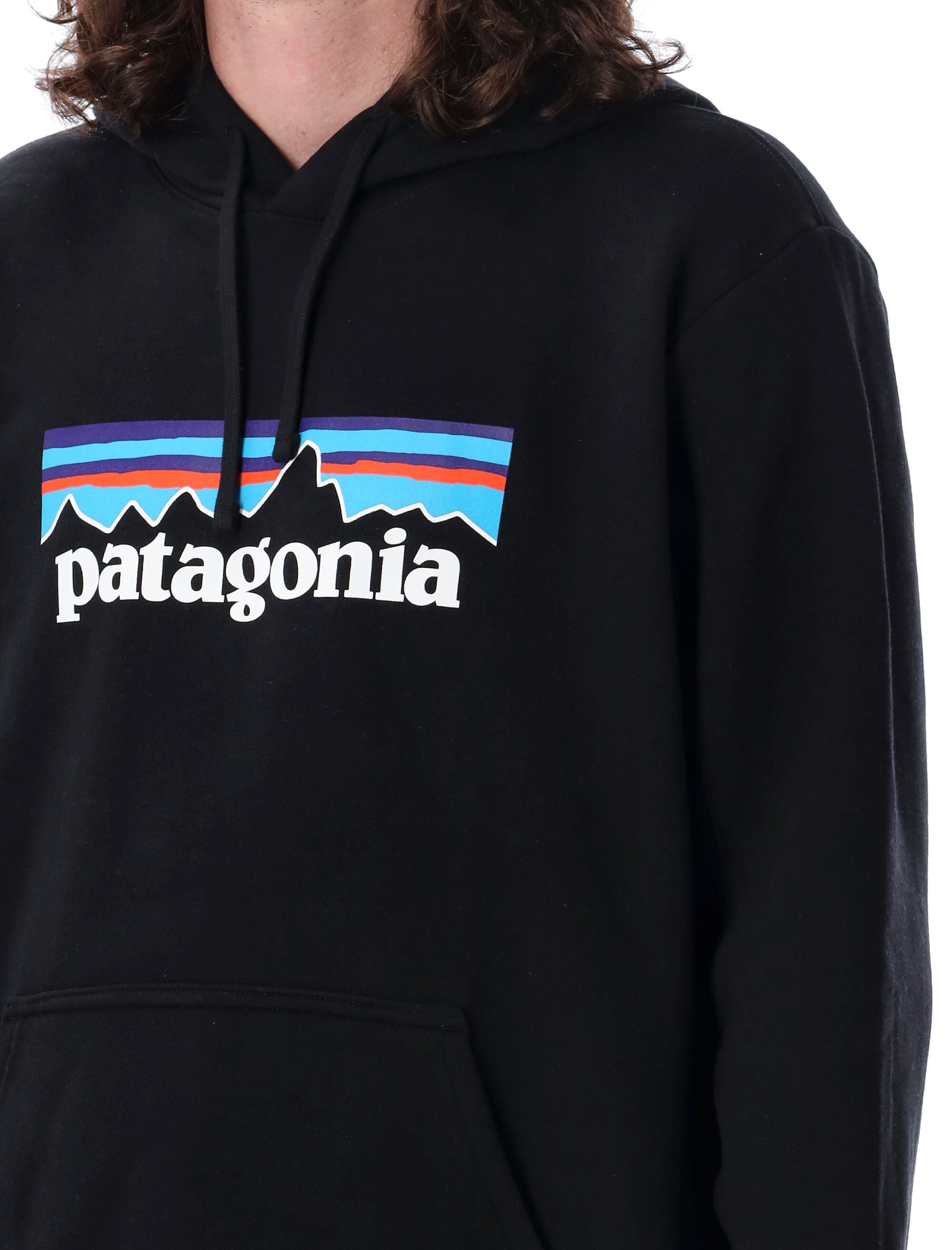 Patagonia P-6 Logo Uprisal Hoodie Black Recycled Polyester Sweatshirt