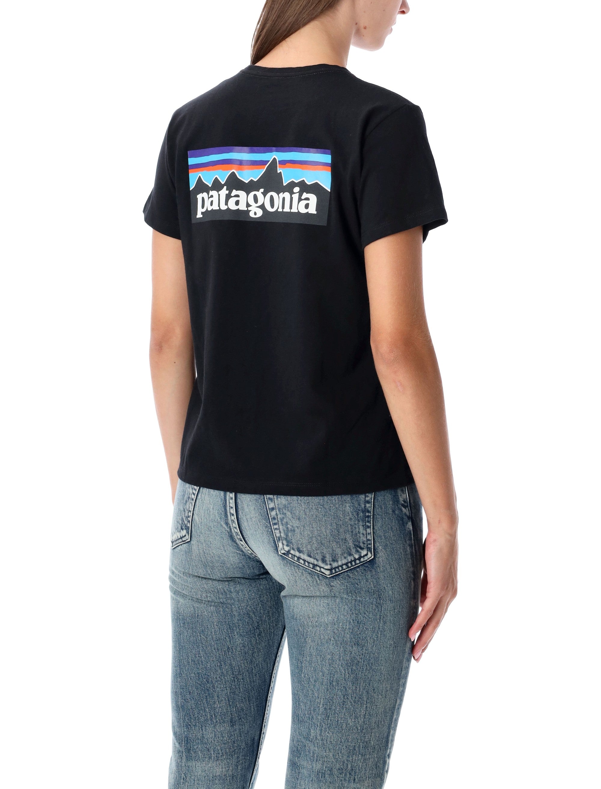 Patagonia P-6 Logo Responsibili-Tee® Black Recycled Cotton Tshirt