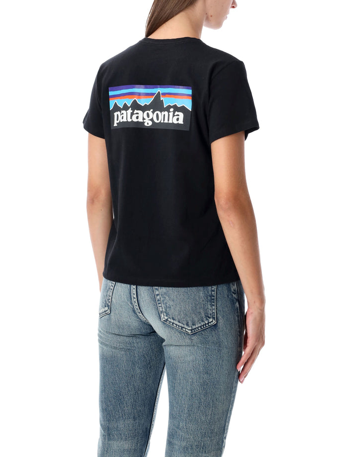 Patagonia P-6 Logo Responsibili-Tee® Black Recycled Cotton Tshirt
