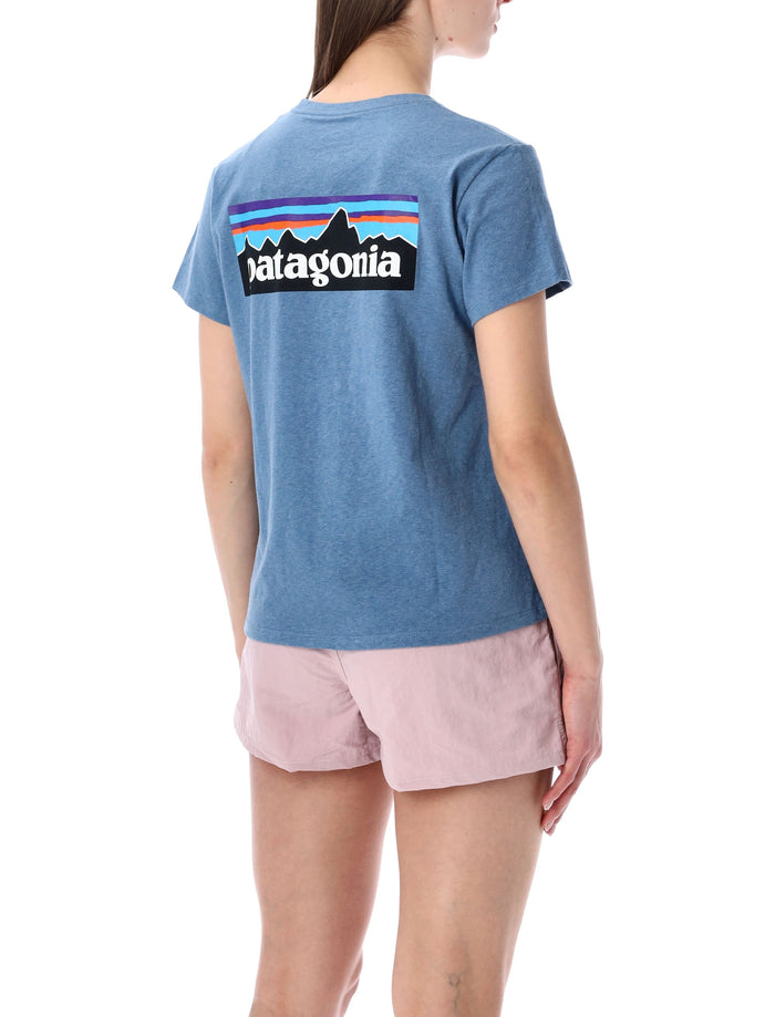 Patagonia P-6 Logo Responsibili-Tee® Shore Blue Recycled Cotton Tshirt