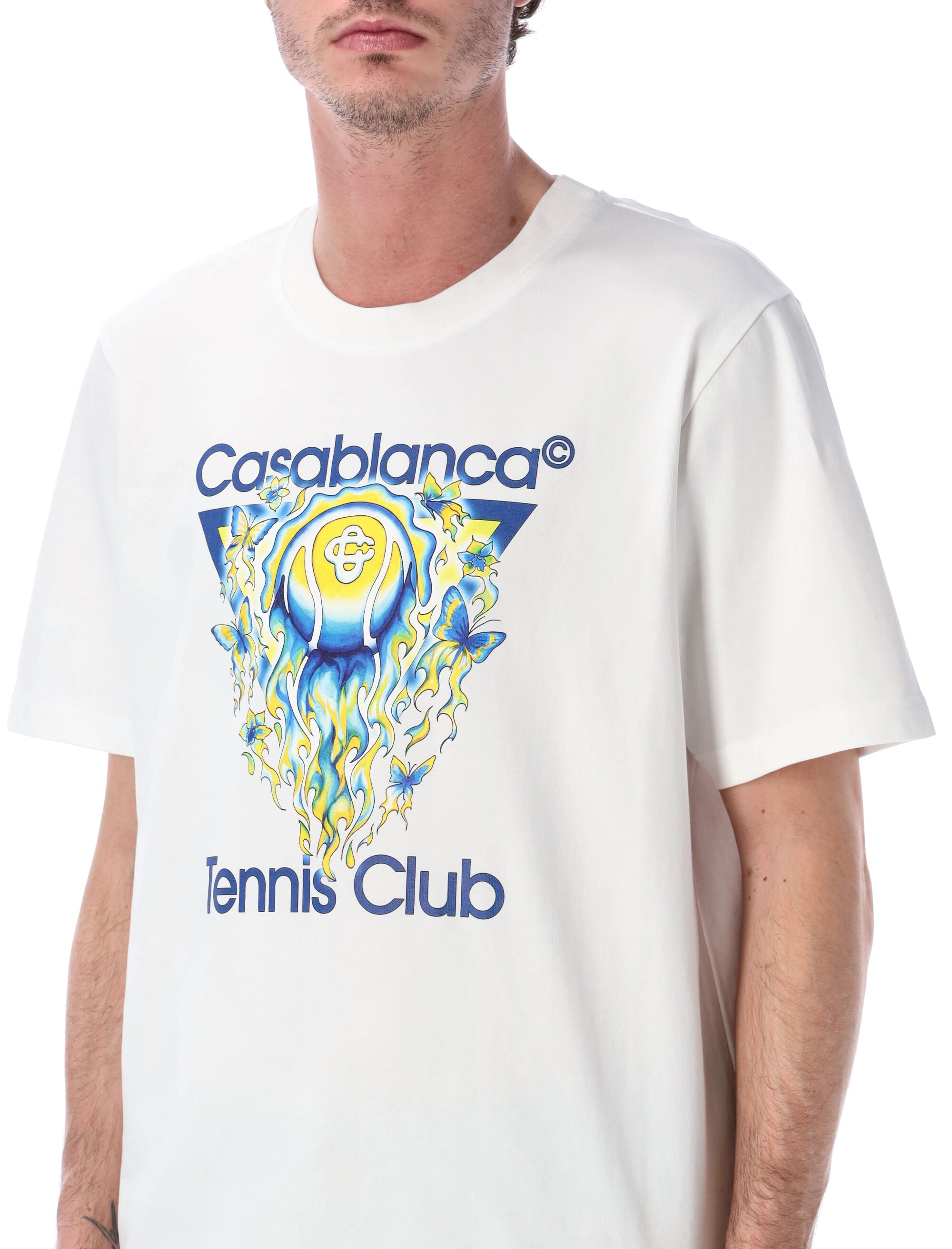 Casablanca Tennis Club Icon T-Shirt Bright White Organic Cotton Tshirt