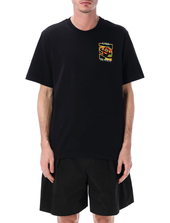 Casablanca White Heat Map Logo Black T-Shirt Organic Cotton Tshirt