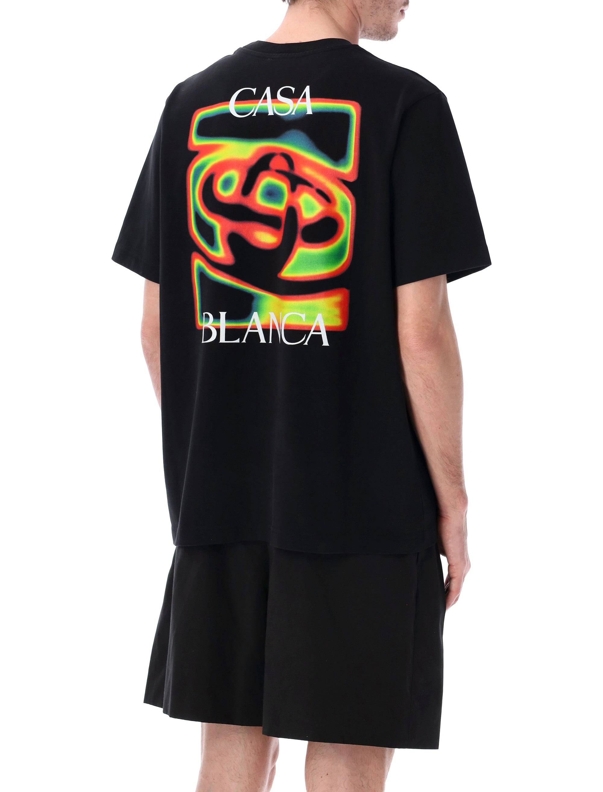 Casablanca White Heat Map Logo Black T-Shirt Organic Cotton Tshirt