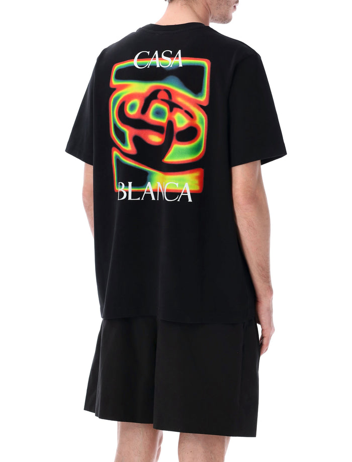 Casablanca White Heat Map Logo Black T-Shirt Organic Cotton Tshirt
