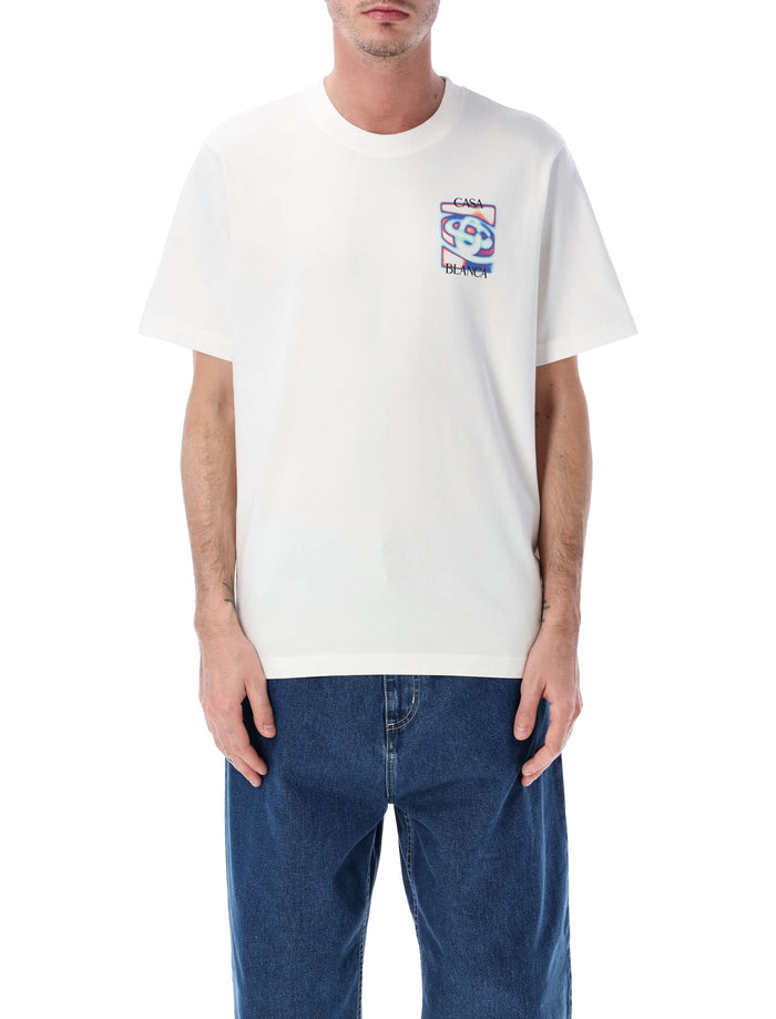Casablanca White Heat Map Logo T-Shirt Bright Organic Cotton Tshirt