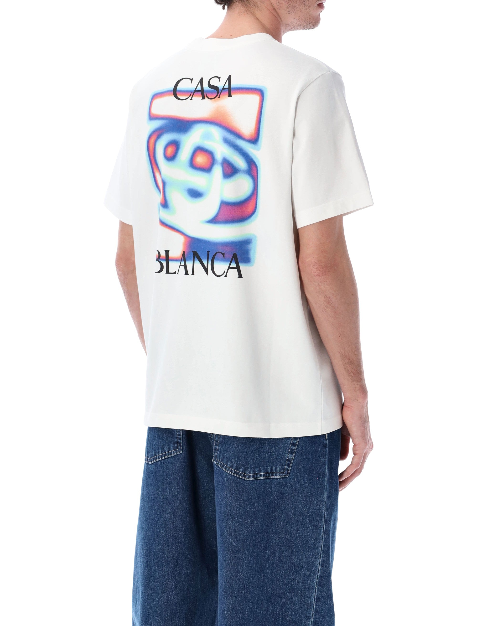 Casablanca White Heat Map Logo T-Shirt Bright Organic Cotton Tshirt