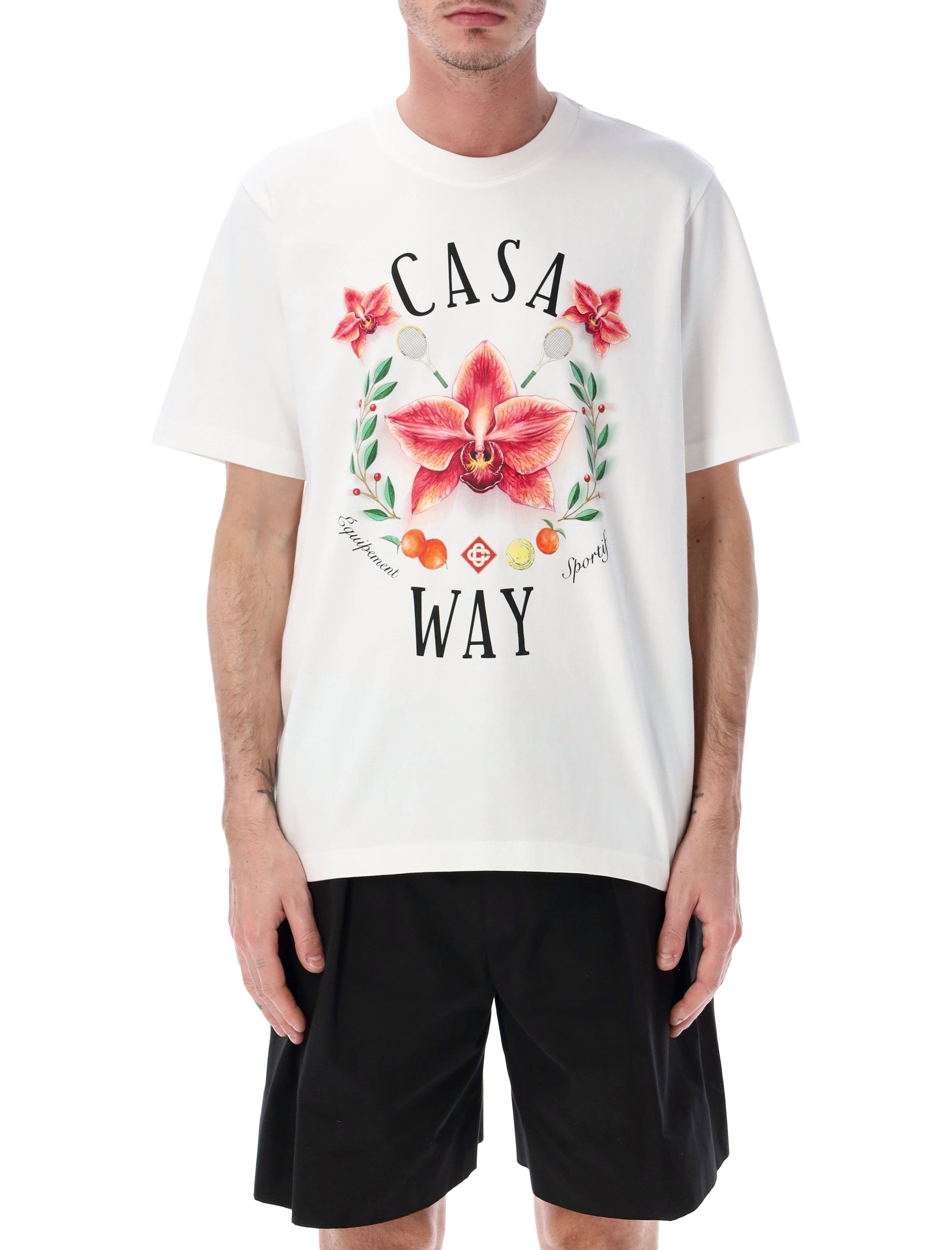 Casablanca Casa Way Orchid T-Shirt Bright White Organic Cotton Tshirt