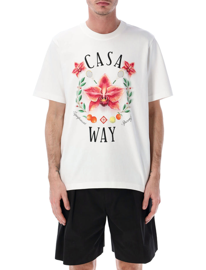 Casablanca Casa Way Orchid T-Shirt Bright White Organic Cotton Tshirt