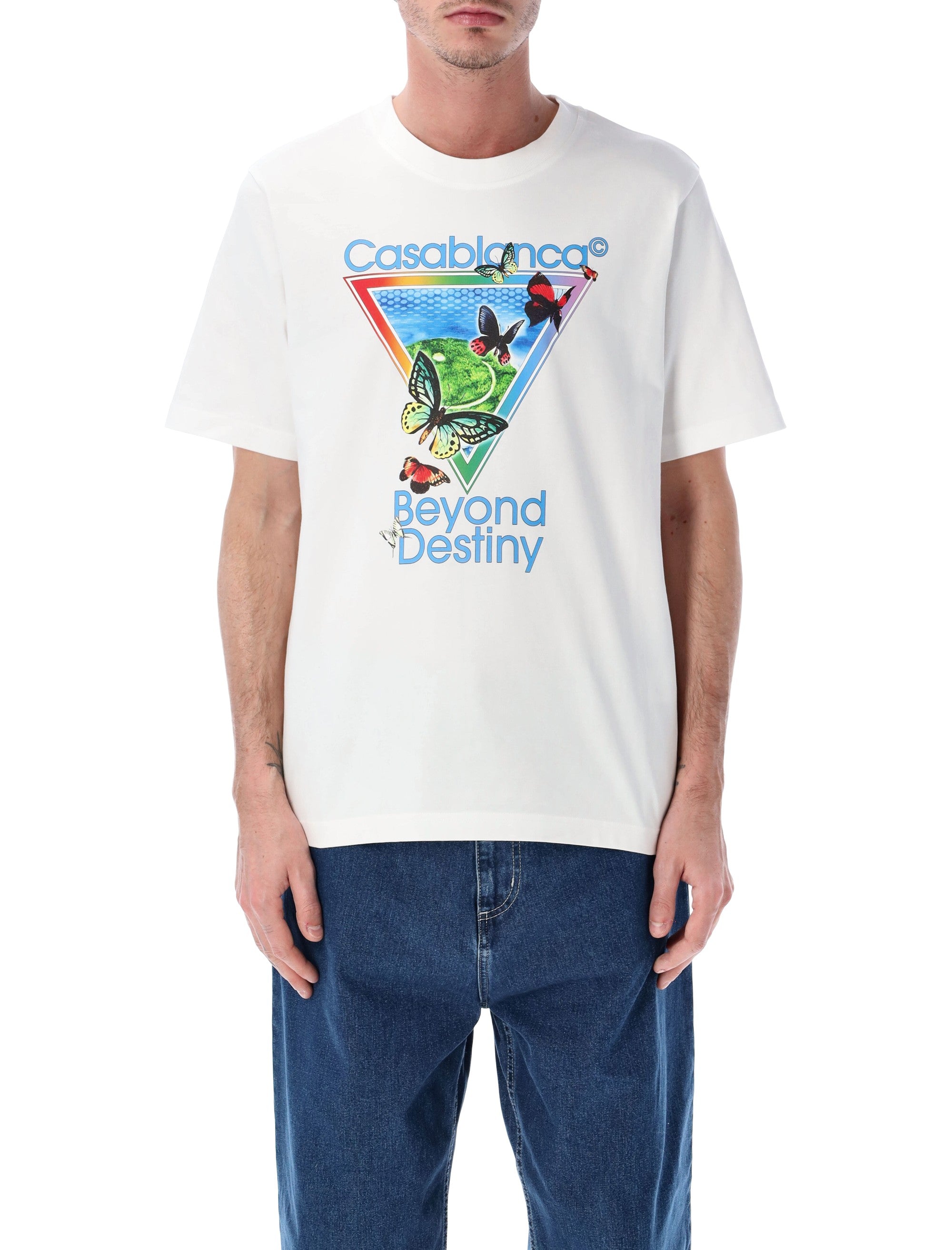Casablanca Tennis Club Icon Beyond Destiny T-shirt Bright White Organic Cotton Tshirt