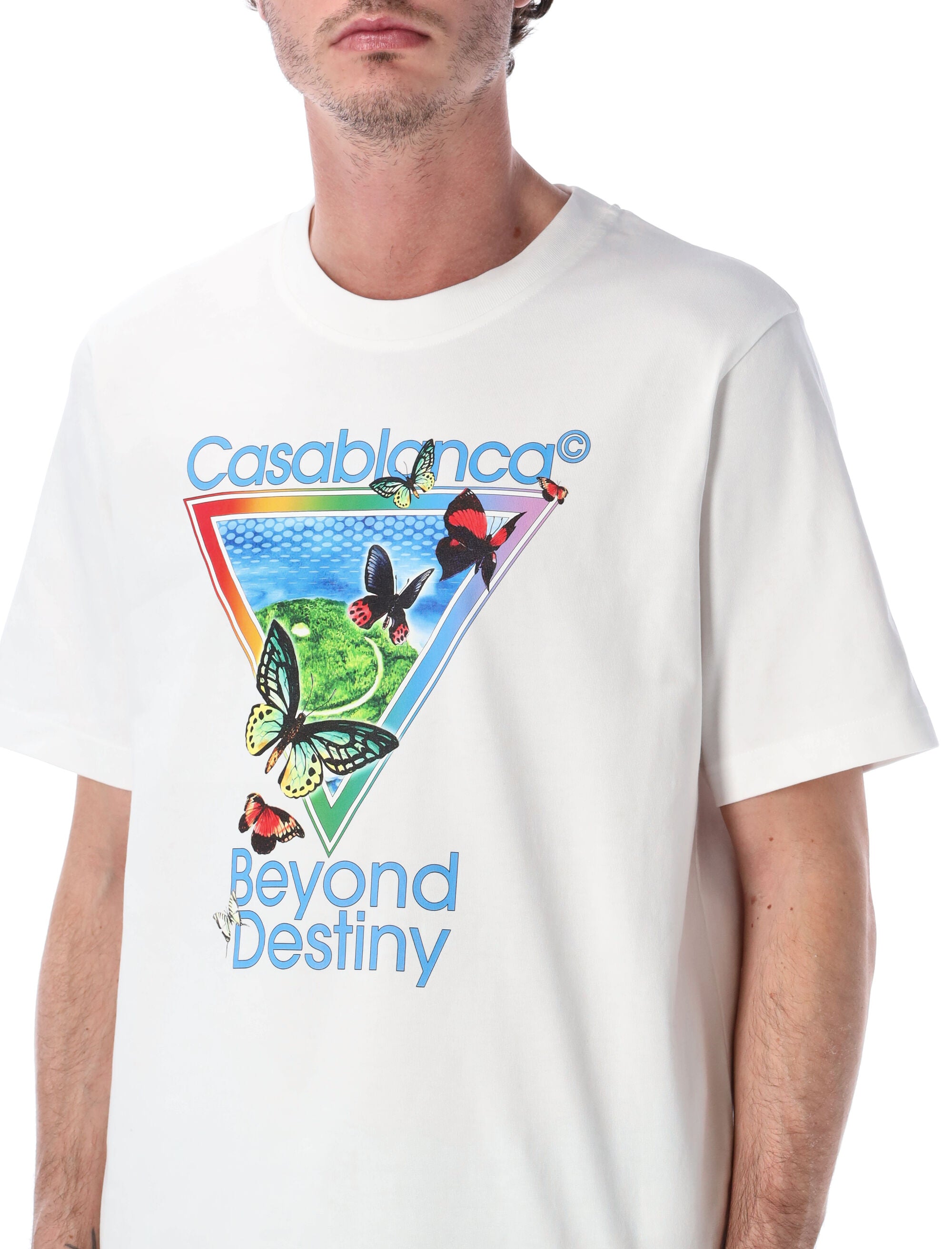Casablanca Tennis Club Icon Beyond Destiny T-shirt Bright White Organic Cotton Tshirt