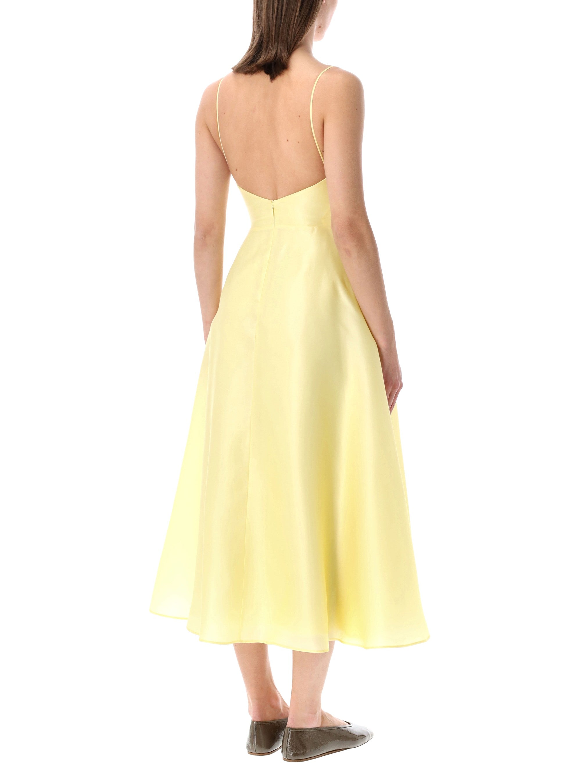 Alberta Ferretti silk organza midi dress Yellow Lining