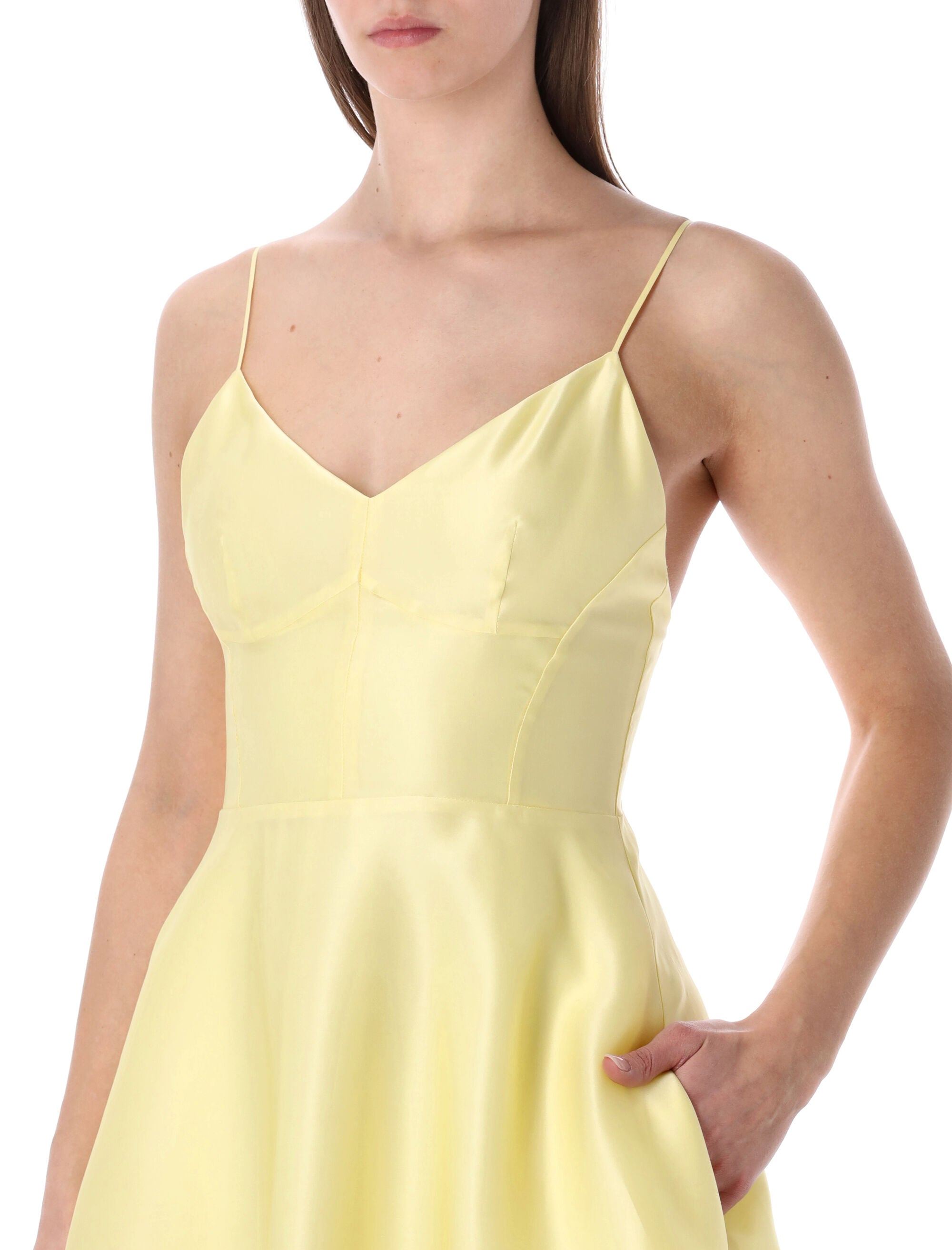 Alberta Ferretti silk organza midi dress Yellow Lining