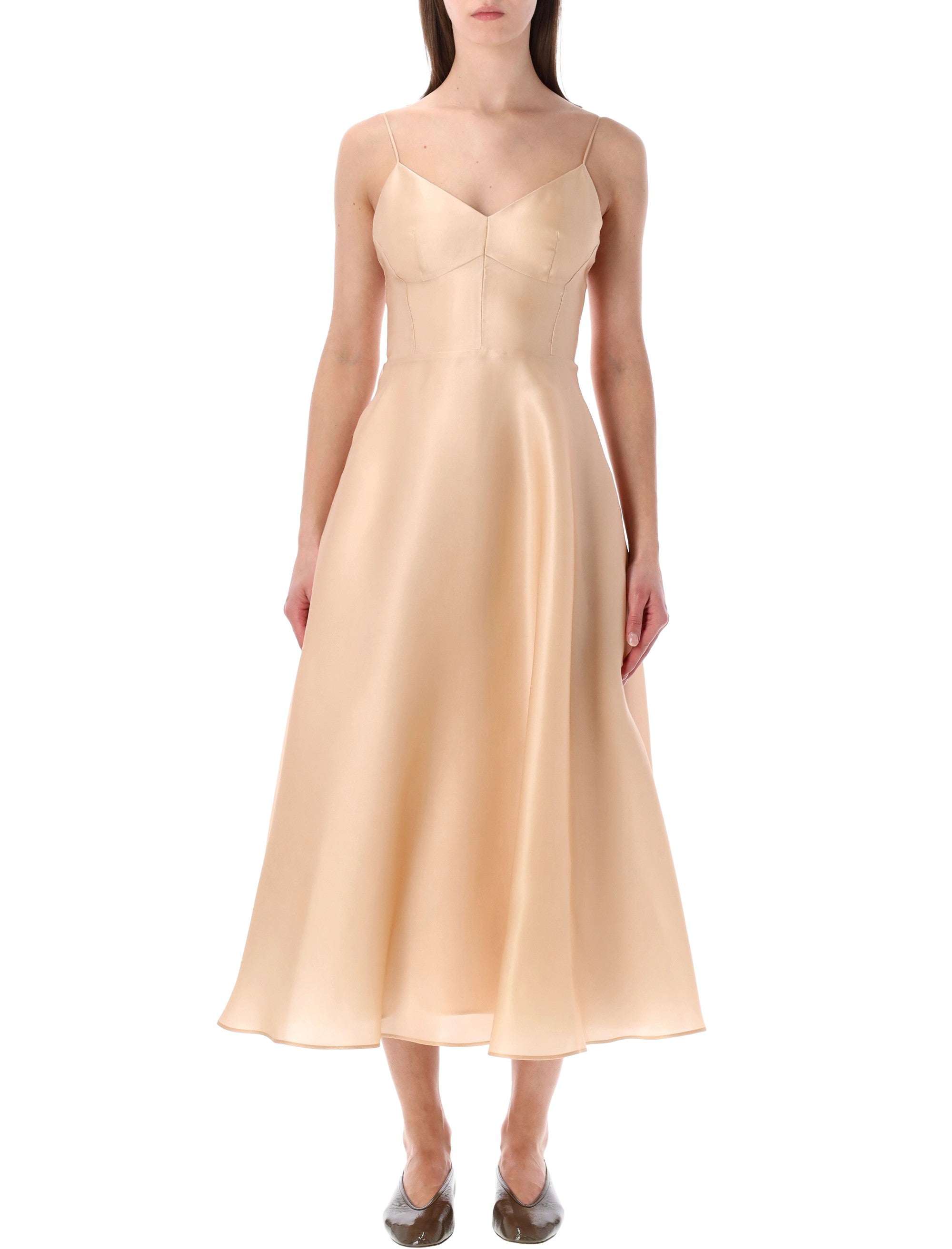 Alberta Ferretti silk organza midi dress Rose Lining