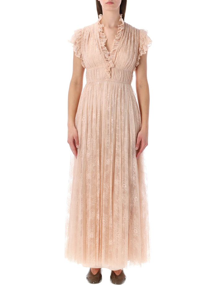 Alberta Ferretti pleated lace evening dress Rose Polyammide Lining