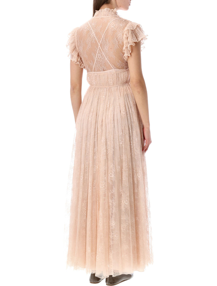 Alberta Ferretti pleated lace evening dress Rose Polyammide Lining