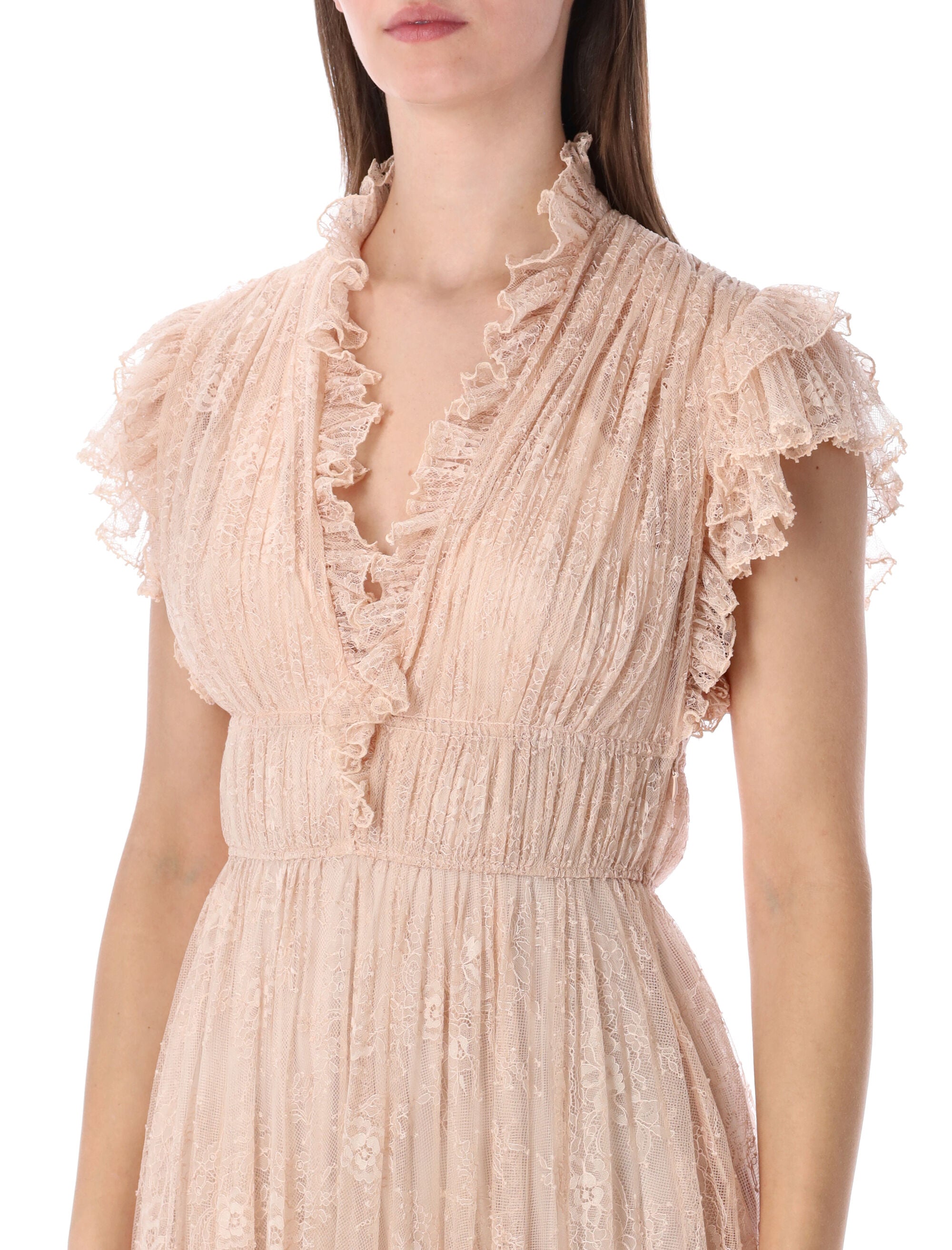Alberta Ferretti pleated lace evening dress Rose Polyammide Lining