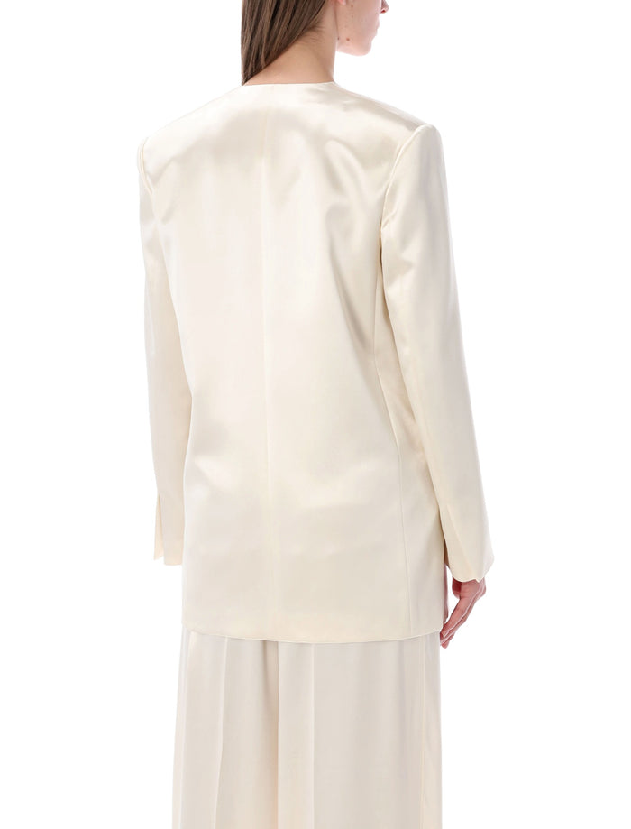Alberta Ferretti double-breasted glossy satin jacket White Viscose Blazer