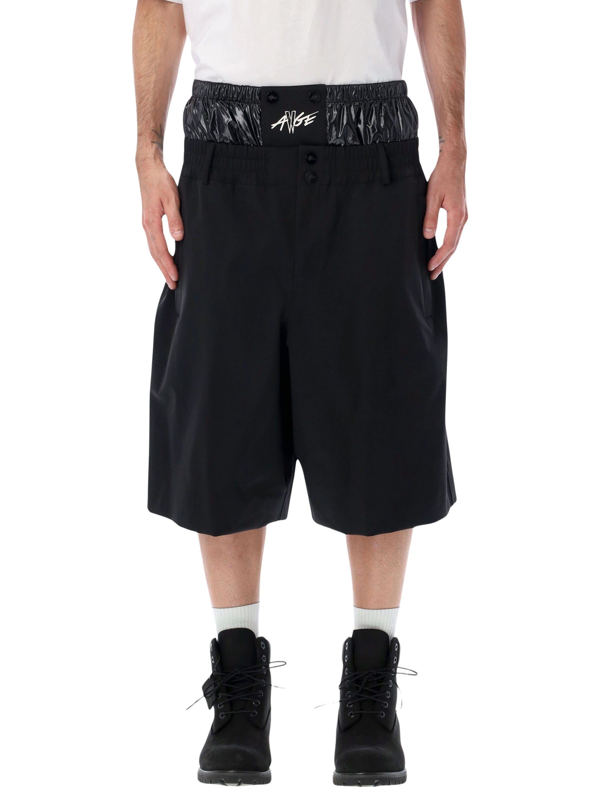 Moncler x A$AP Rocky logo print technical shorts Black Polyamide