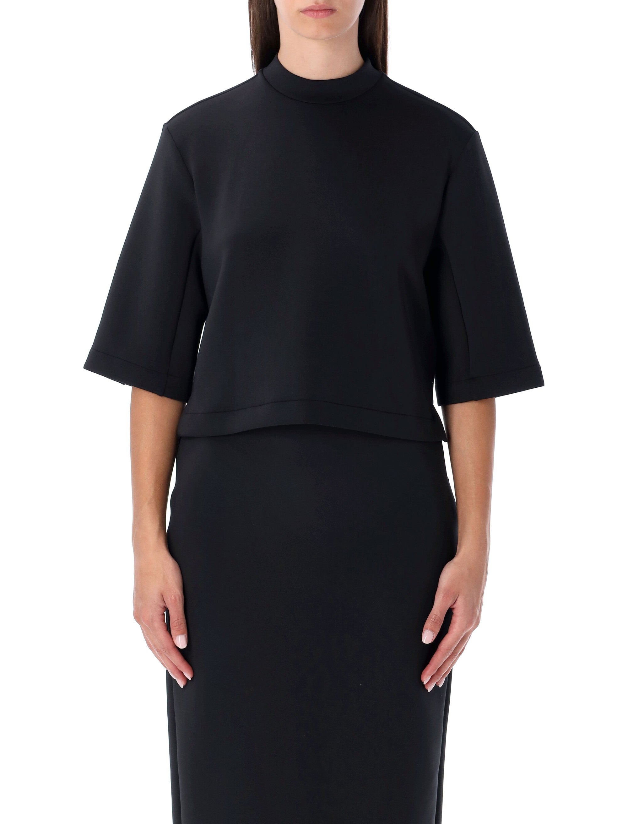Moncler x Edward Enninful Neoprene Crew Neck T-Shirt Black Polyester Top