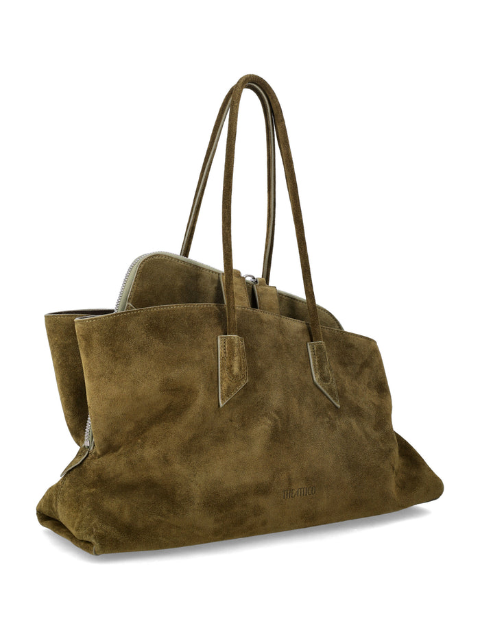 The Attico La Passeggiata Suede Medium Tote Khaki Bos Taurus Lining Shoulder Bag