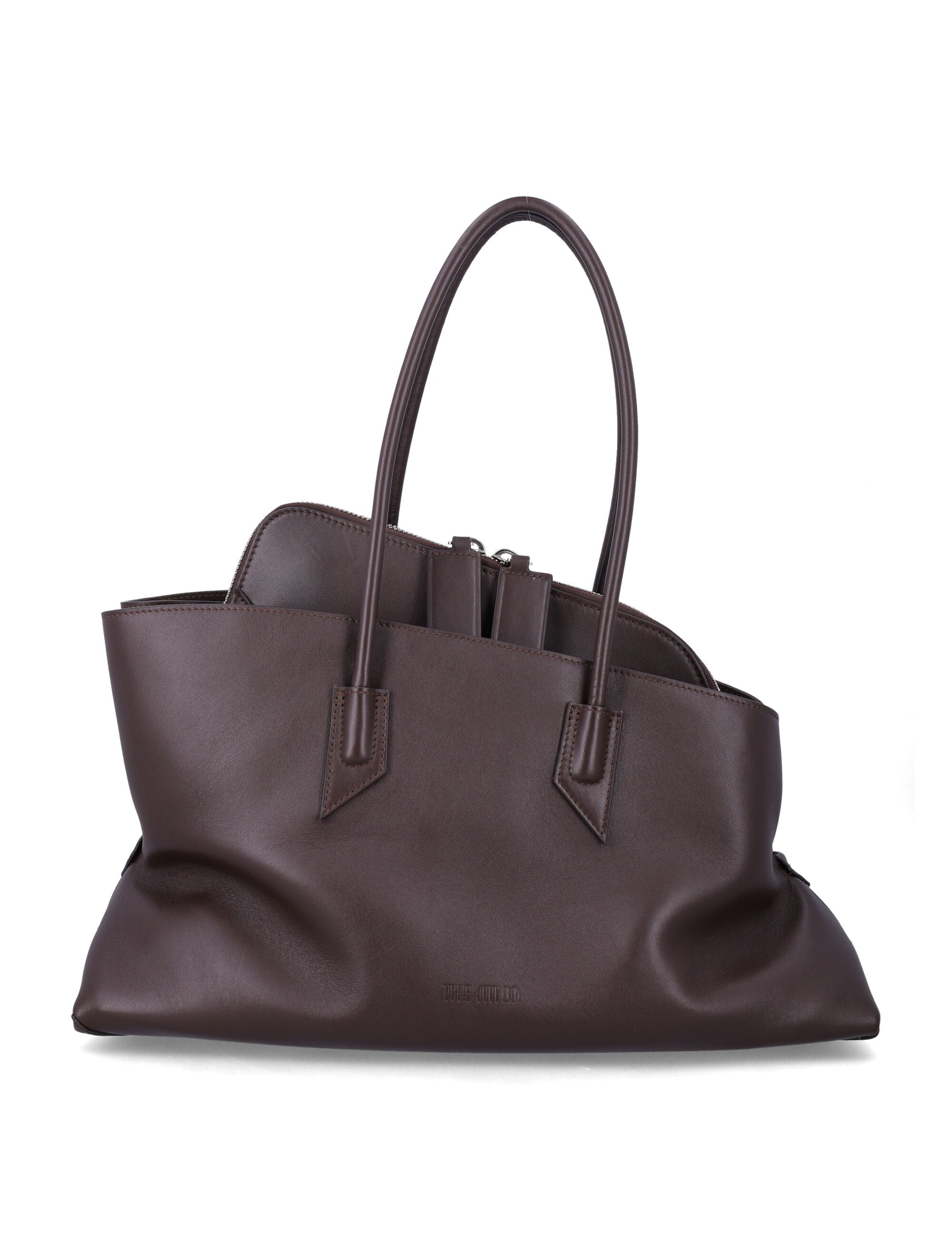 The Attico La Passeggiata Medium Leather Tote Dark Brown Calf Bos Taurus Lining Shoulder Bag