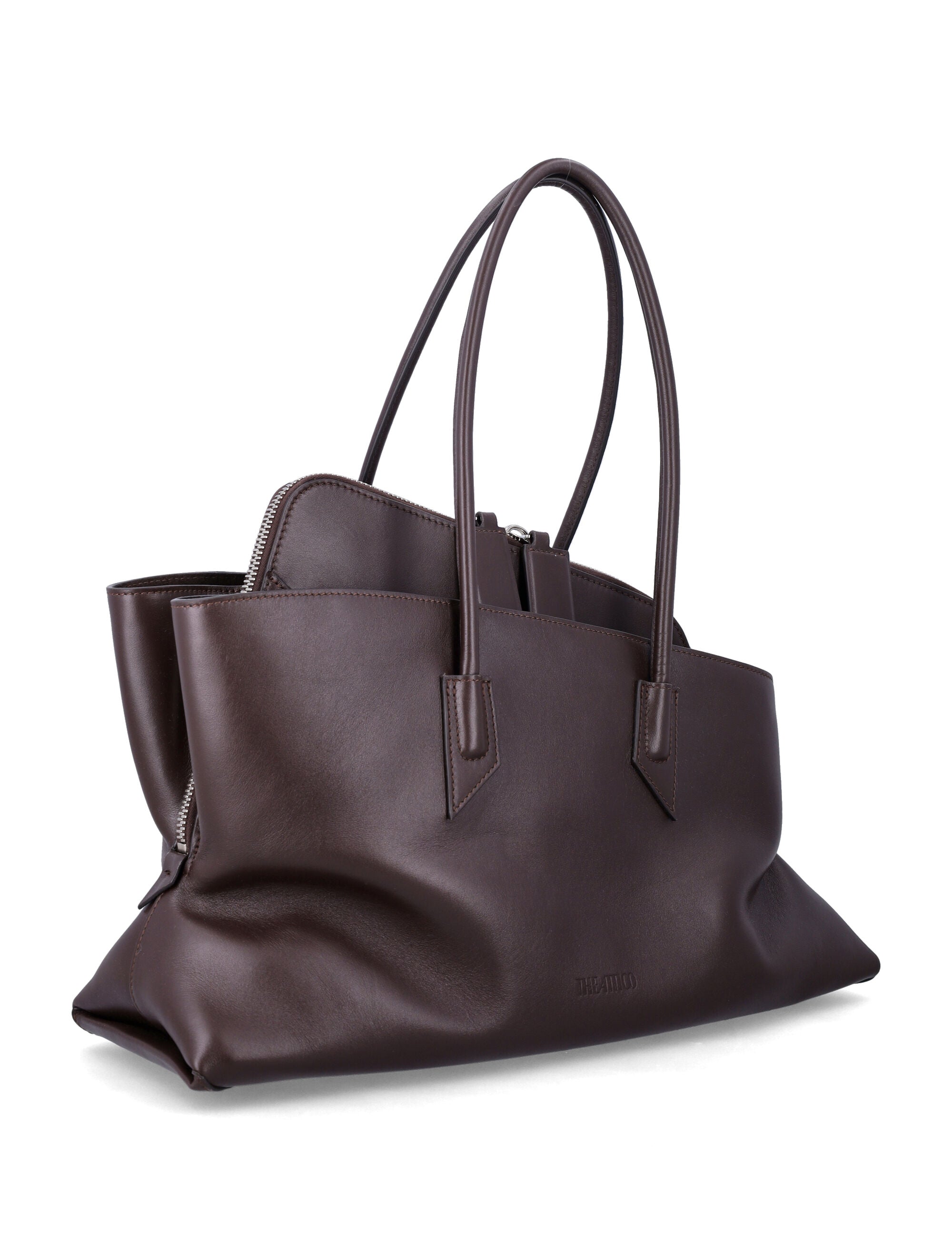 The Attico La Passeggiata Medium Leather Tote Dark Brown Calf Bos Taurus Lining Shoulder Bag