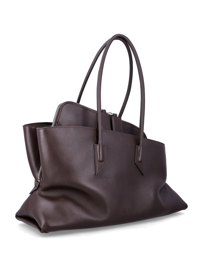The Attico La Passeggiata Medium Leather Tote Dark Brown Calf Bos Taurus Lining Shoulder Bag