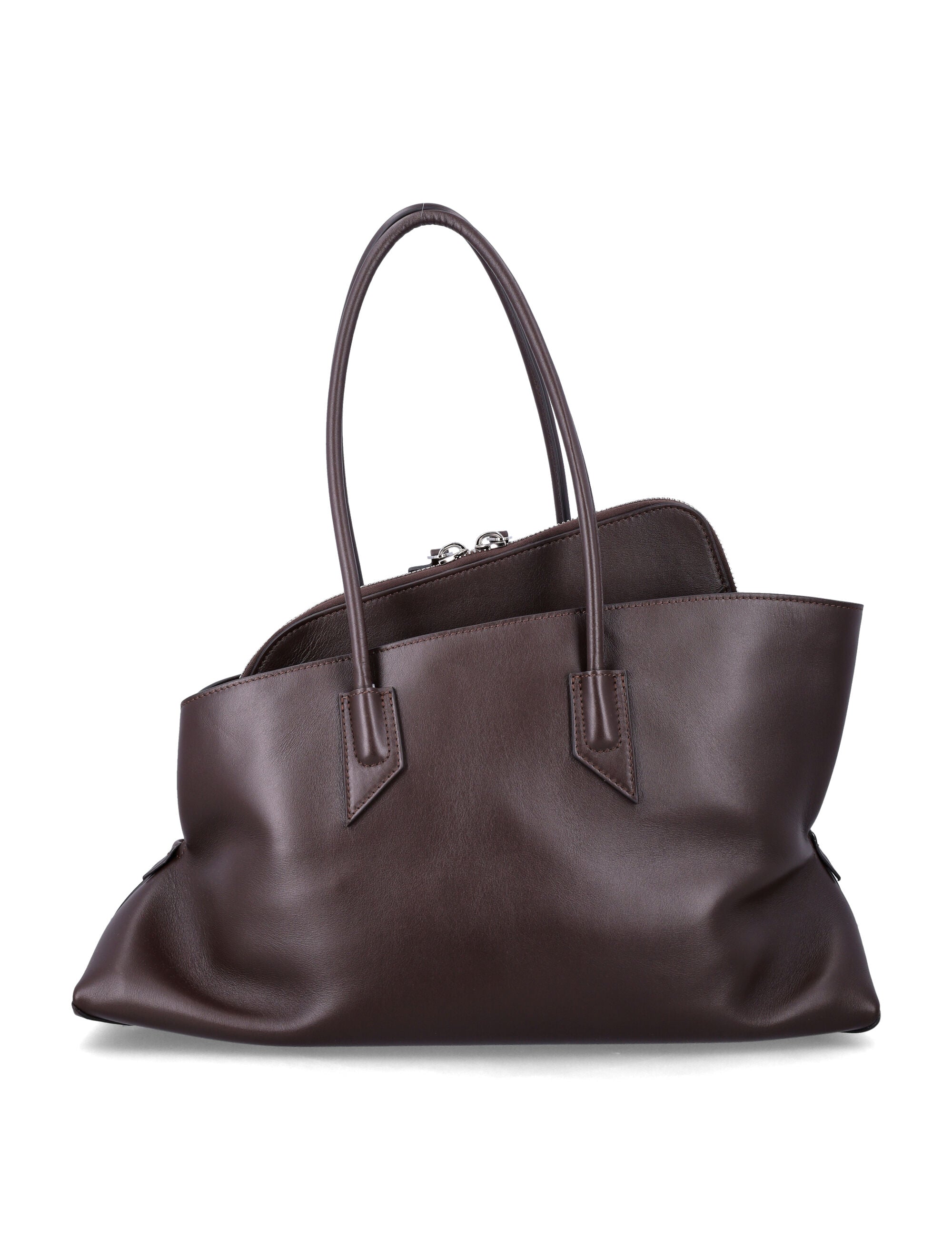 The Attico La Passeggiata Medium Leather Tote Dark Brown Calf Bos Taurus Lining Shoulder Bag