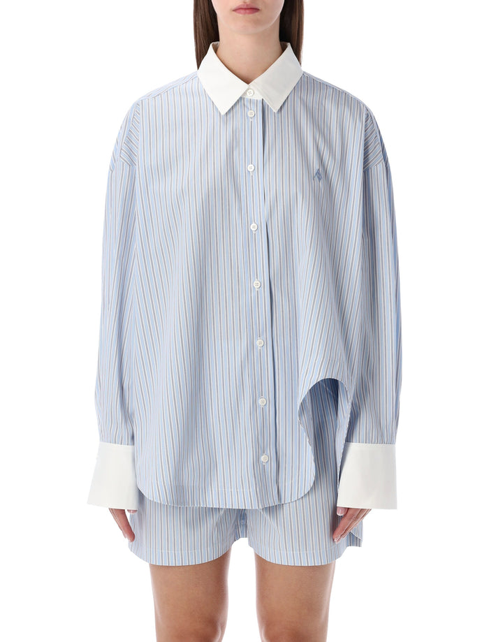 The Attico Diana oversized striped shirt Light Blue White Stripes Cotton