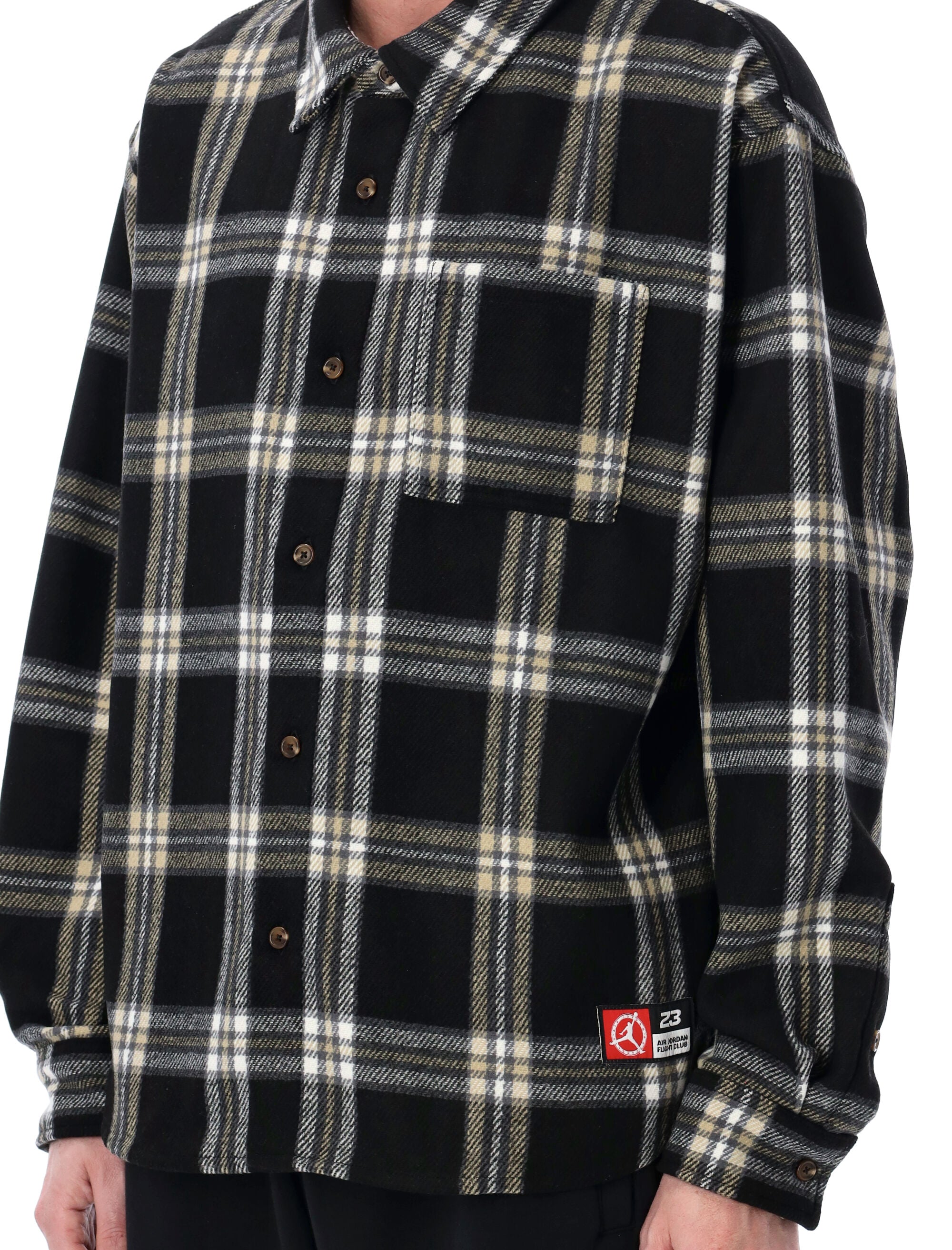 Nike Jordan Flight Check Flannel Shirt Black Polyester