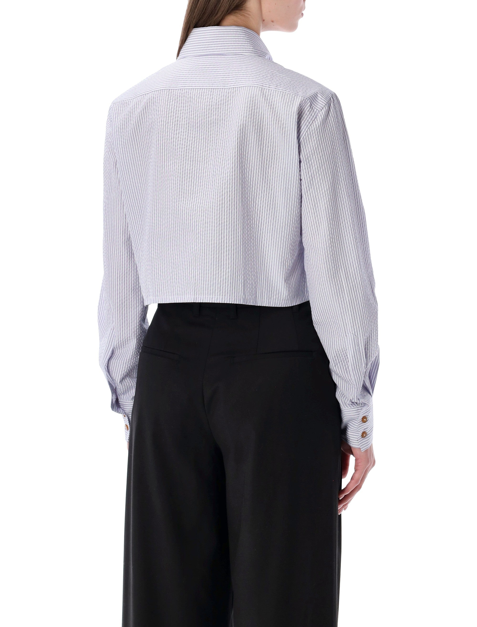 Vivienne Westwood Cut-Off Heart shirt White Blue Stripes Cotton