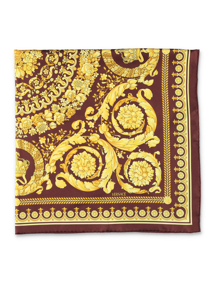 Versace printed silk scarf Burgundy + Gold