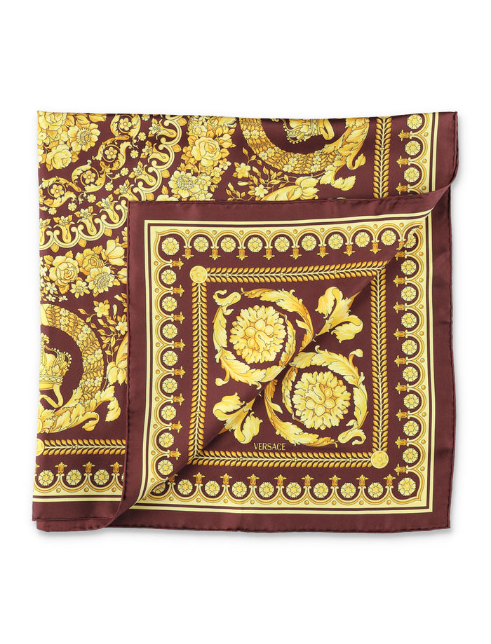 Versace printed silk scarf Burgundy + Gold