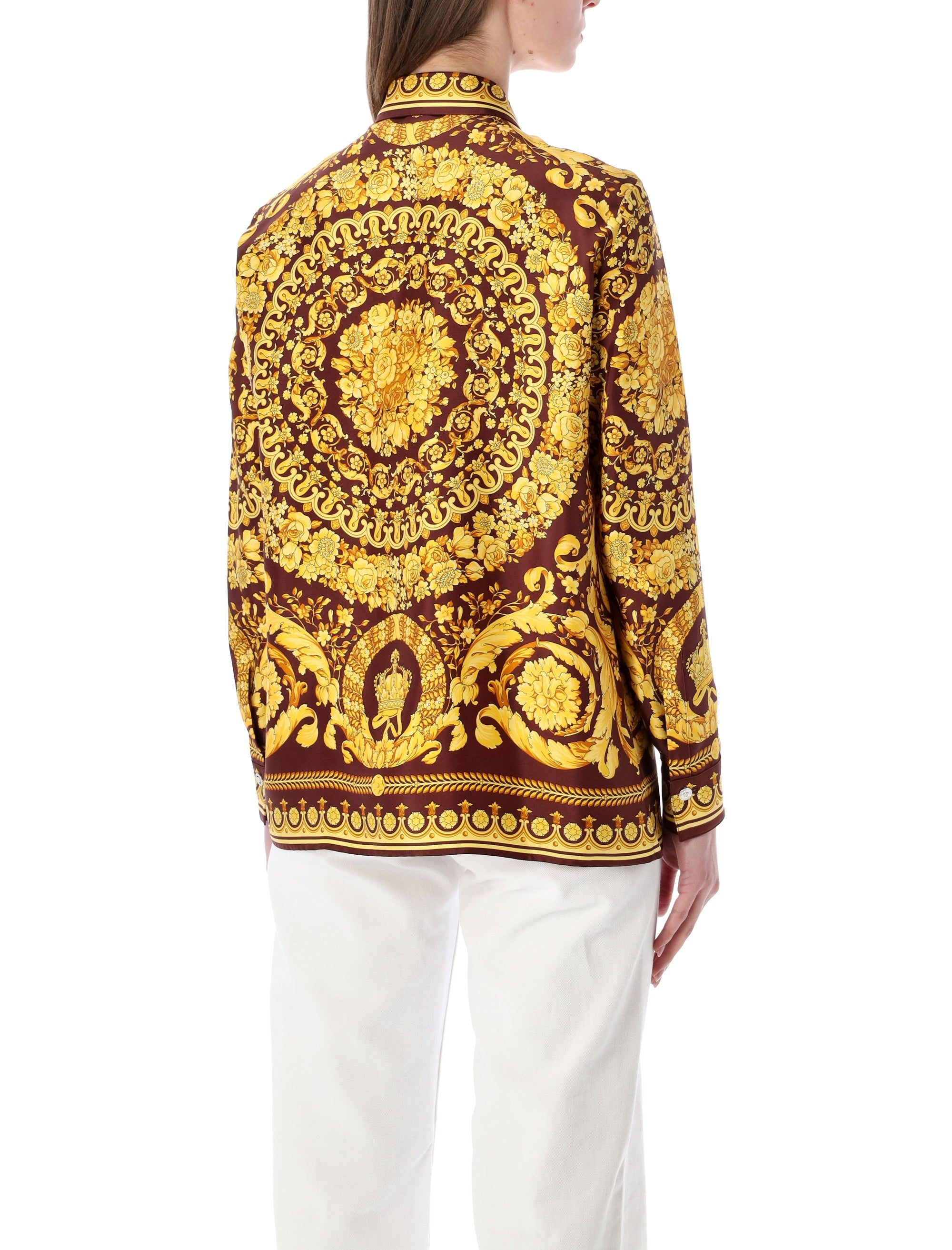 Versace Barocco silk shirt Burgundy + Gold