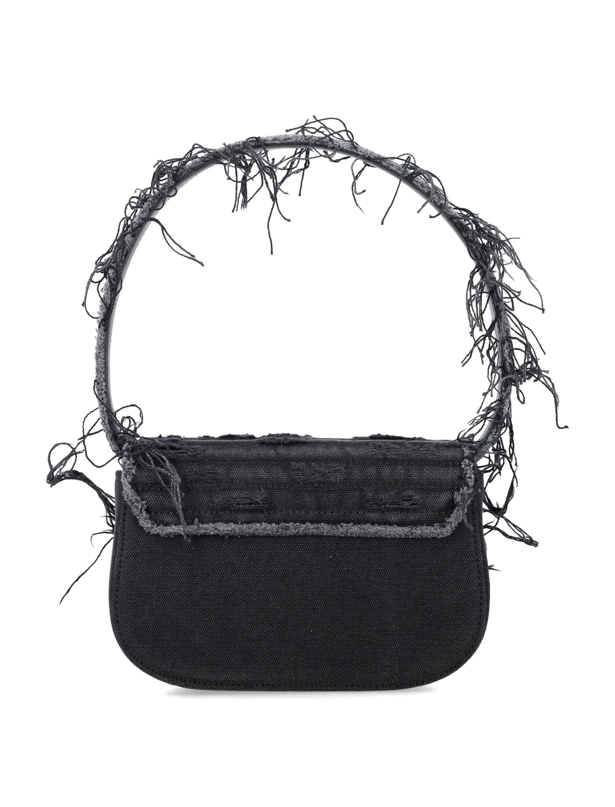 Diesel 1DR Crystal Top-Handle Bag Black Cotton Shoulder