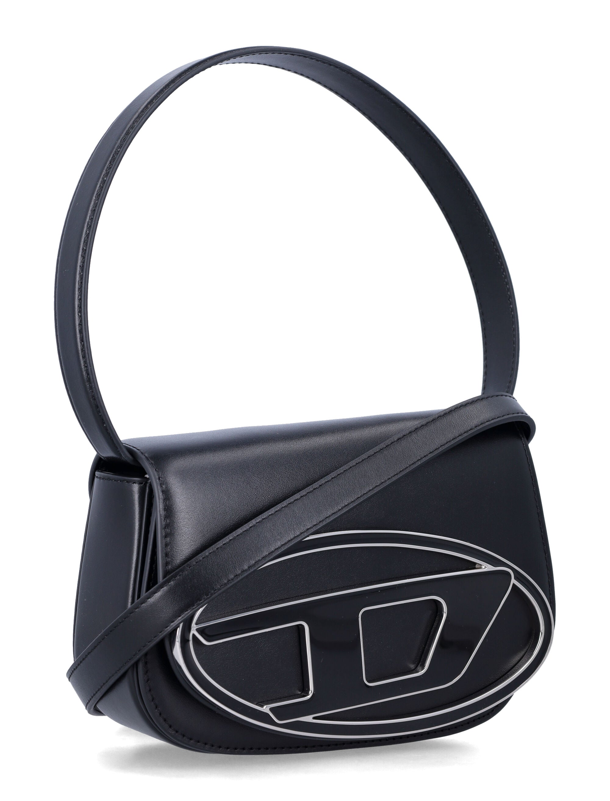 Diesel 1DR Leather Shoulder Bag Black Pmu
