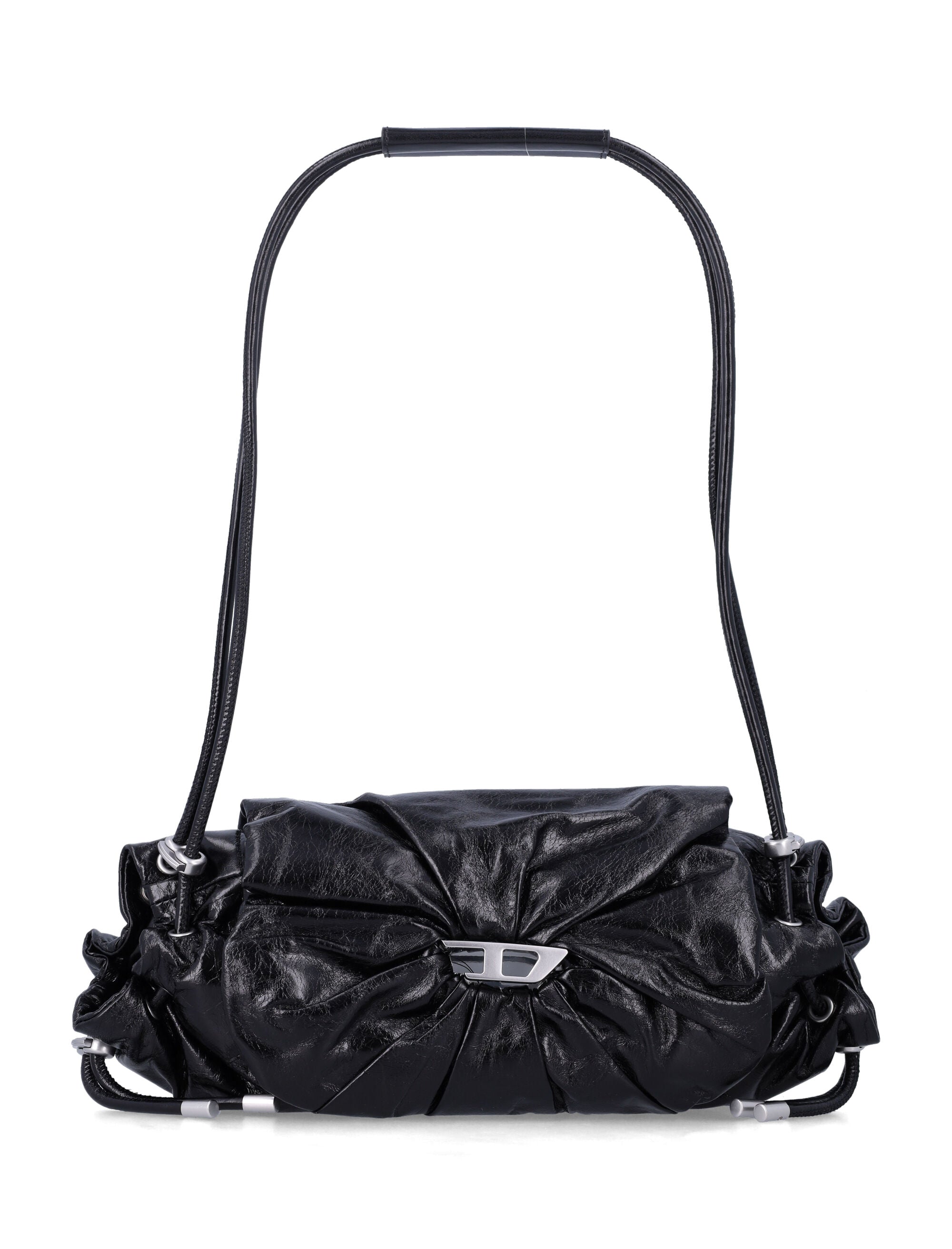 Diesel Scrunch-D Shoulder S leather bag Black Cow