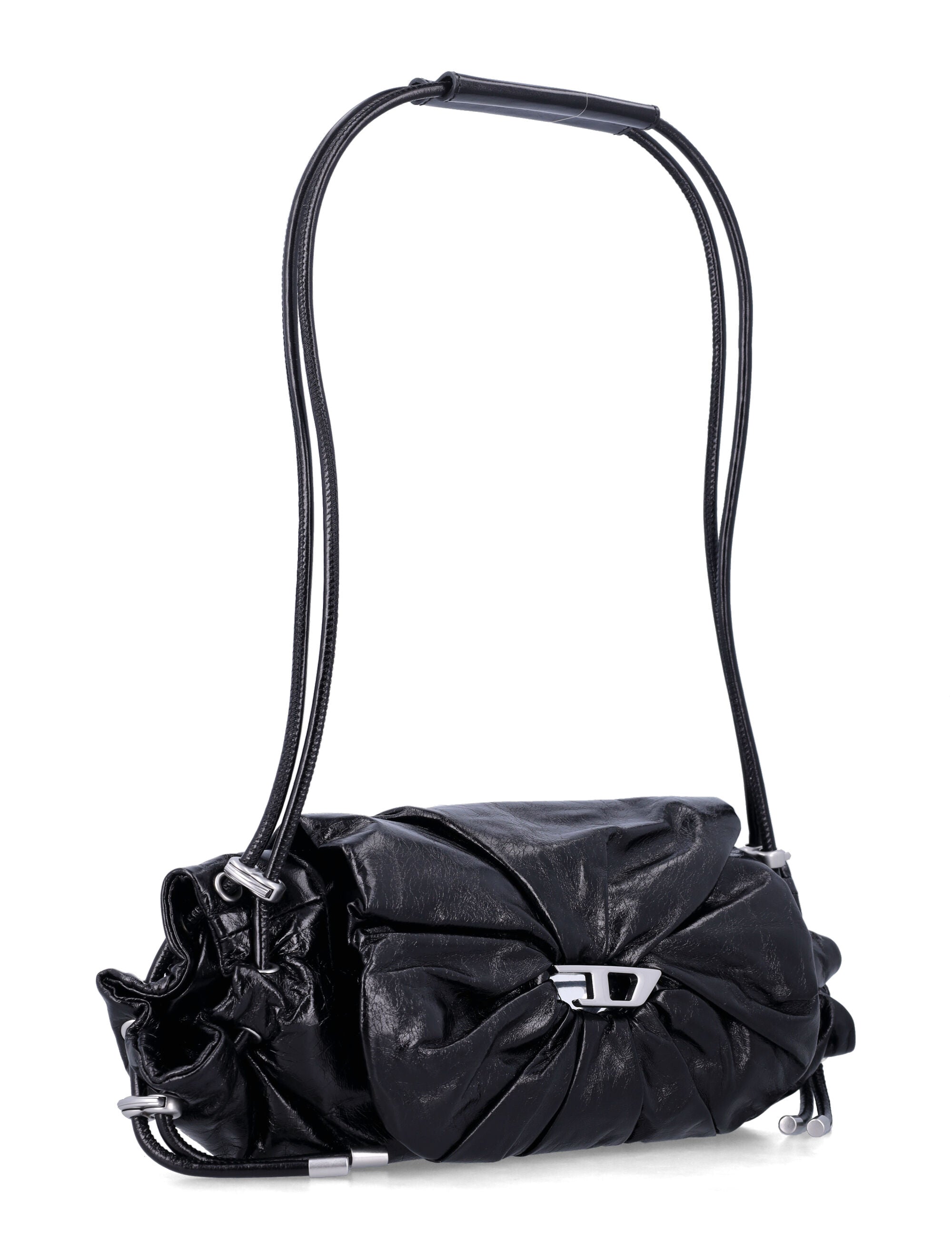 Diesel Scrunch-D Shoulder S leather bag Black Cow