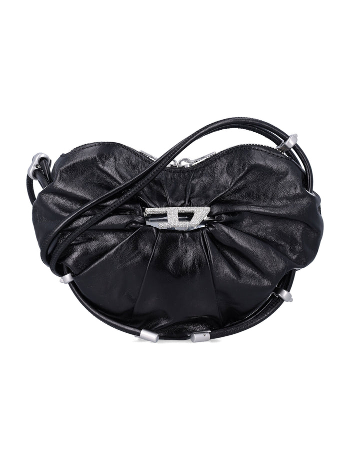 Diesel Scrunch Heart shoulder bag Black Cow Leather