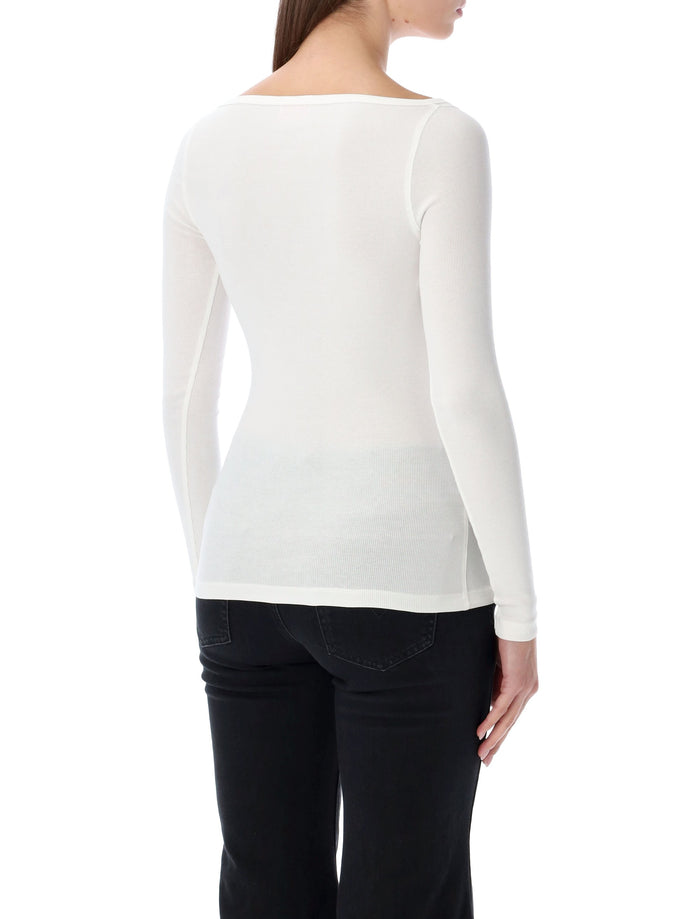 Diesel T-bal-od long-sleeve ribbed cotton top White T-shirt