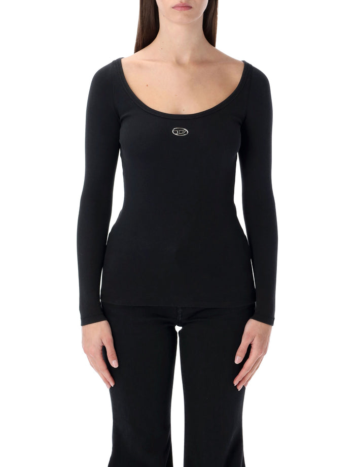 Diesel T-bal-od long-sleeve ribbed cotton top Black T-shirt