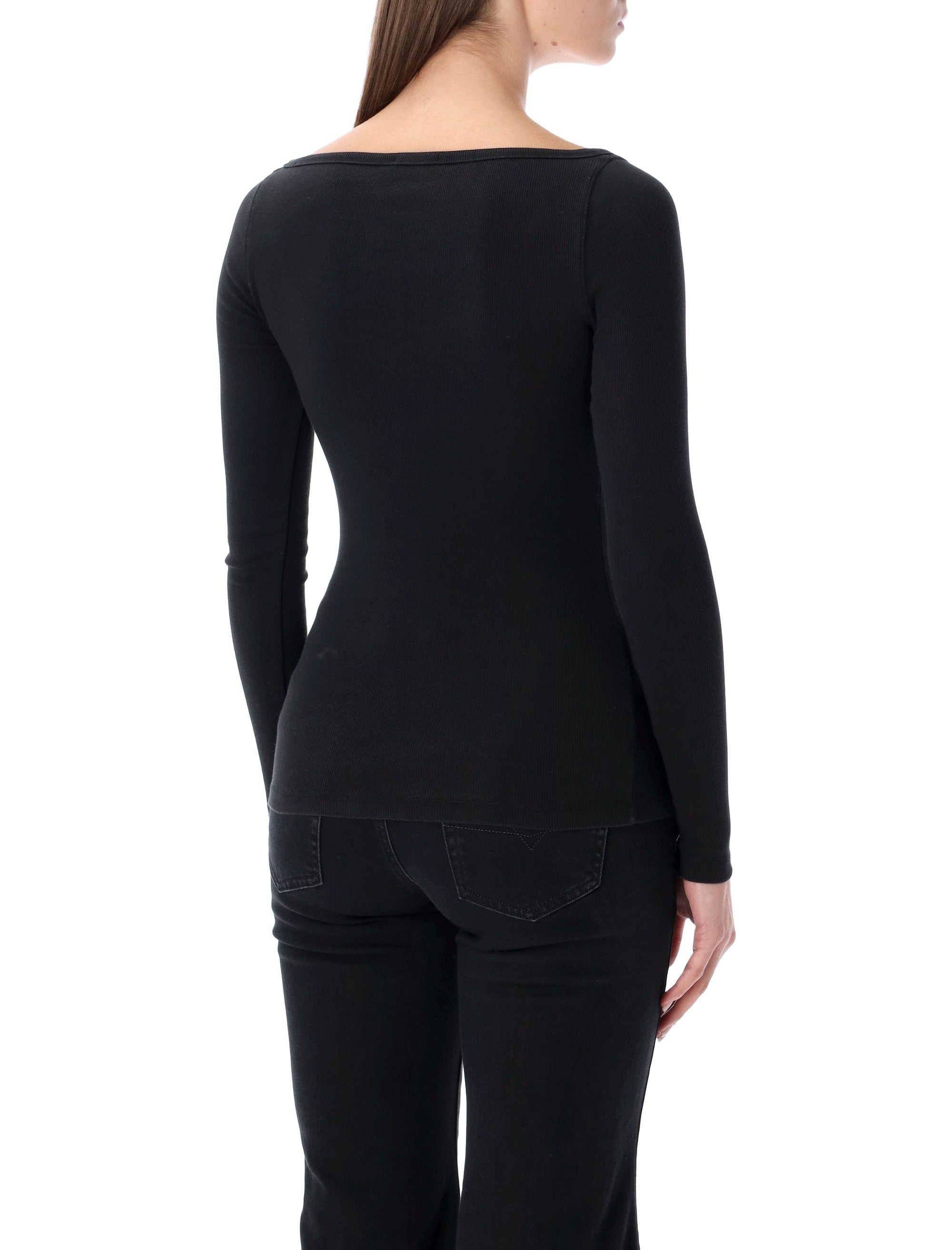 Diesel T-bal-od long-sleeve ribbed cotton top Black T-shirt