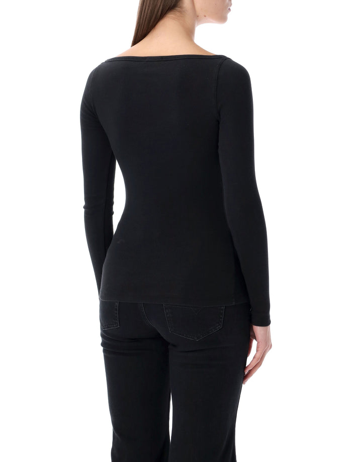Diesel T-bal-od long-sleeve ribbed cotton top Black T-shirt