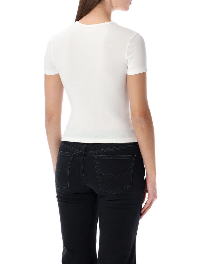 Diesel slim-fit stretch cotton T-shirt with metallic Oval D logo White