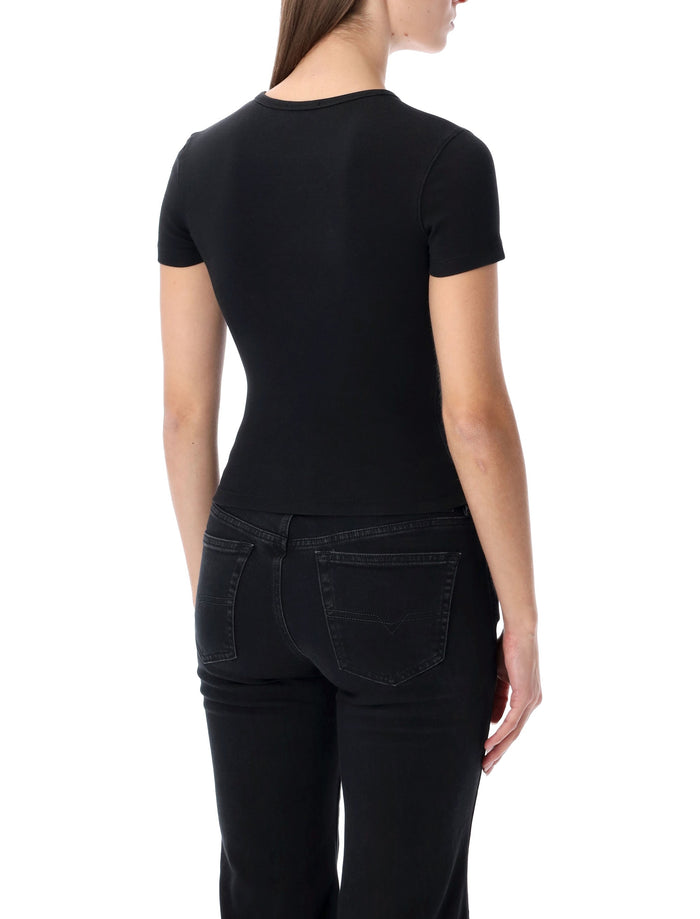 Diesel slim-fit stretch cotton T-shirt with metallic Oval D logo Black