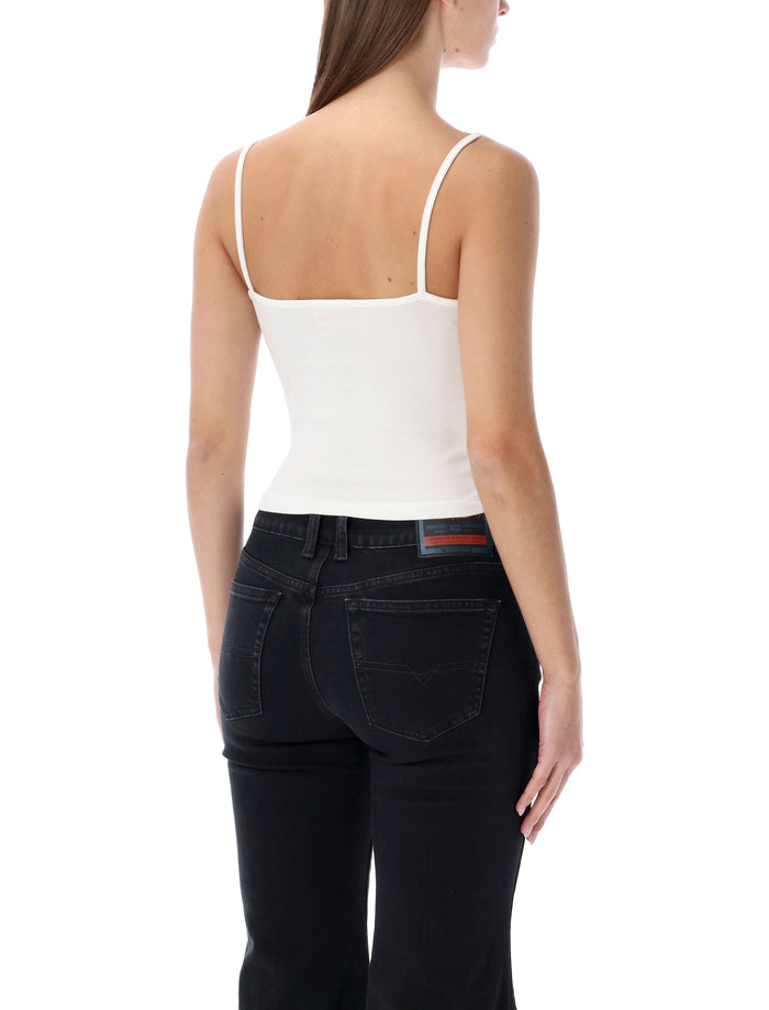 Diesel ribbed stretch cotton top with metallic Oval D logo White