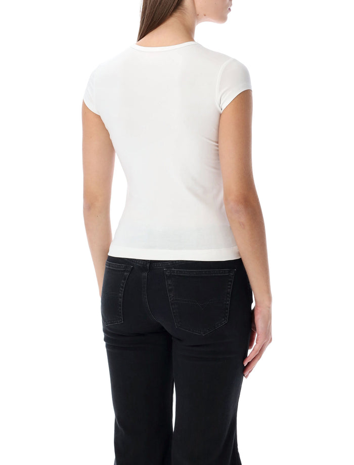 Diesel T-angie-od T-shirt with cut-out embroidered logo White Cotton